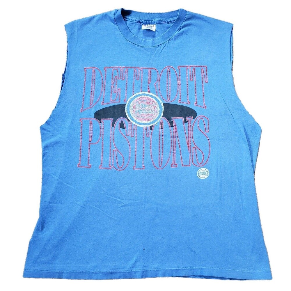 Vintage 90s Champion Detroit Pistons XL Single Stitch USA Made Sleeve Cut Tank